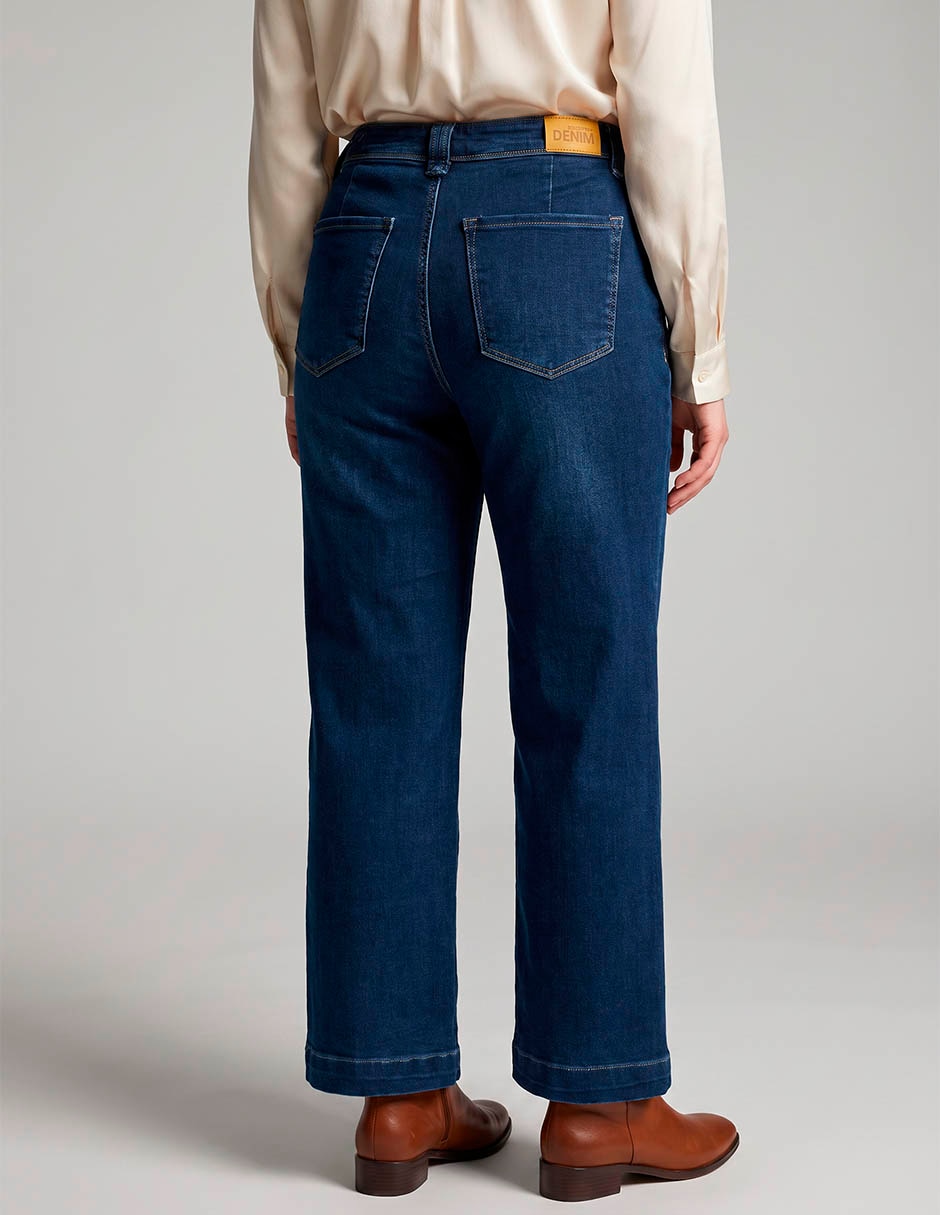 Jeans wide leg a la cintura para mujer 2