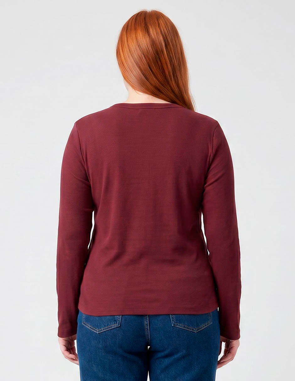 Playera manga larga cuello redondo mujer 3