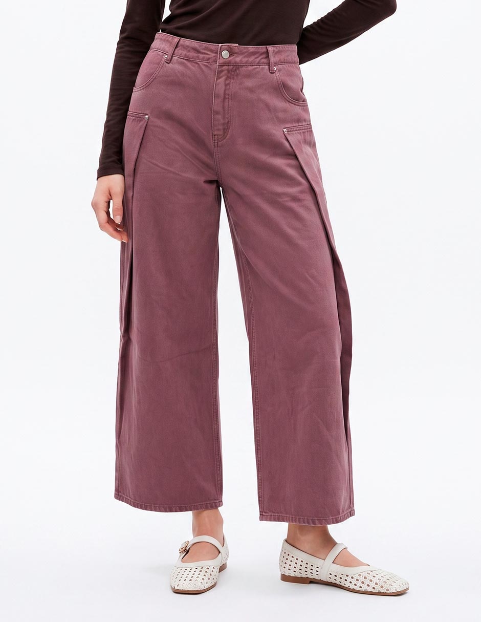 Jeans relaxed wide leg cintura alta para mujer