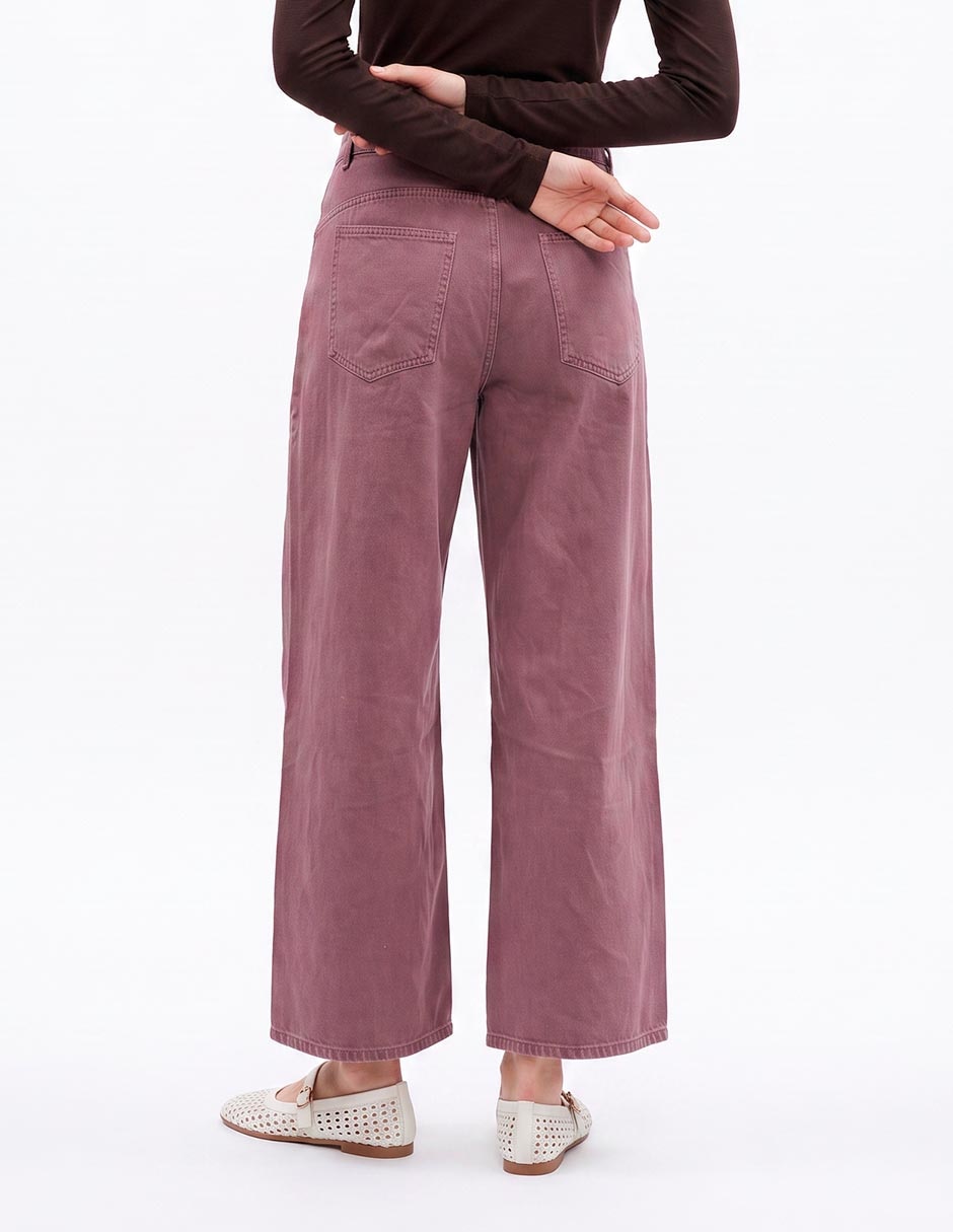 Jeans relaxed wide leg cintura alta para mujer