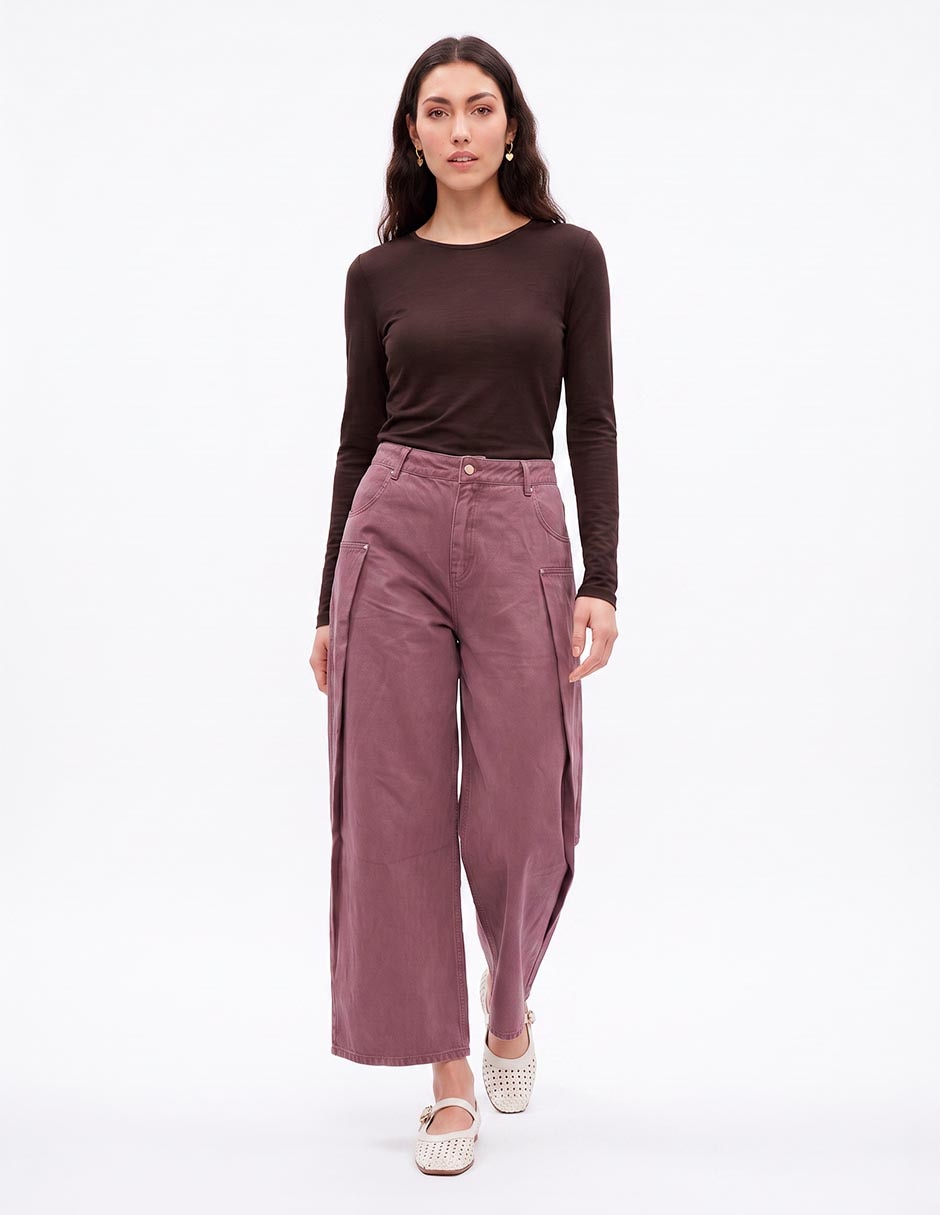 Jeans relaxed wide leg cintura alta para mujer