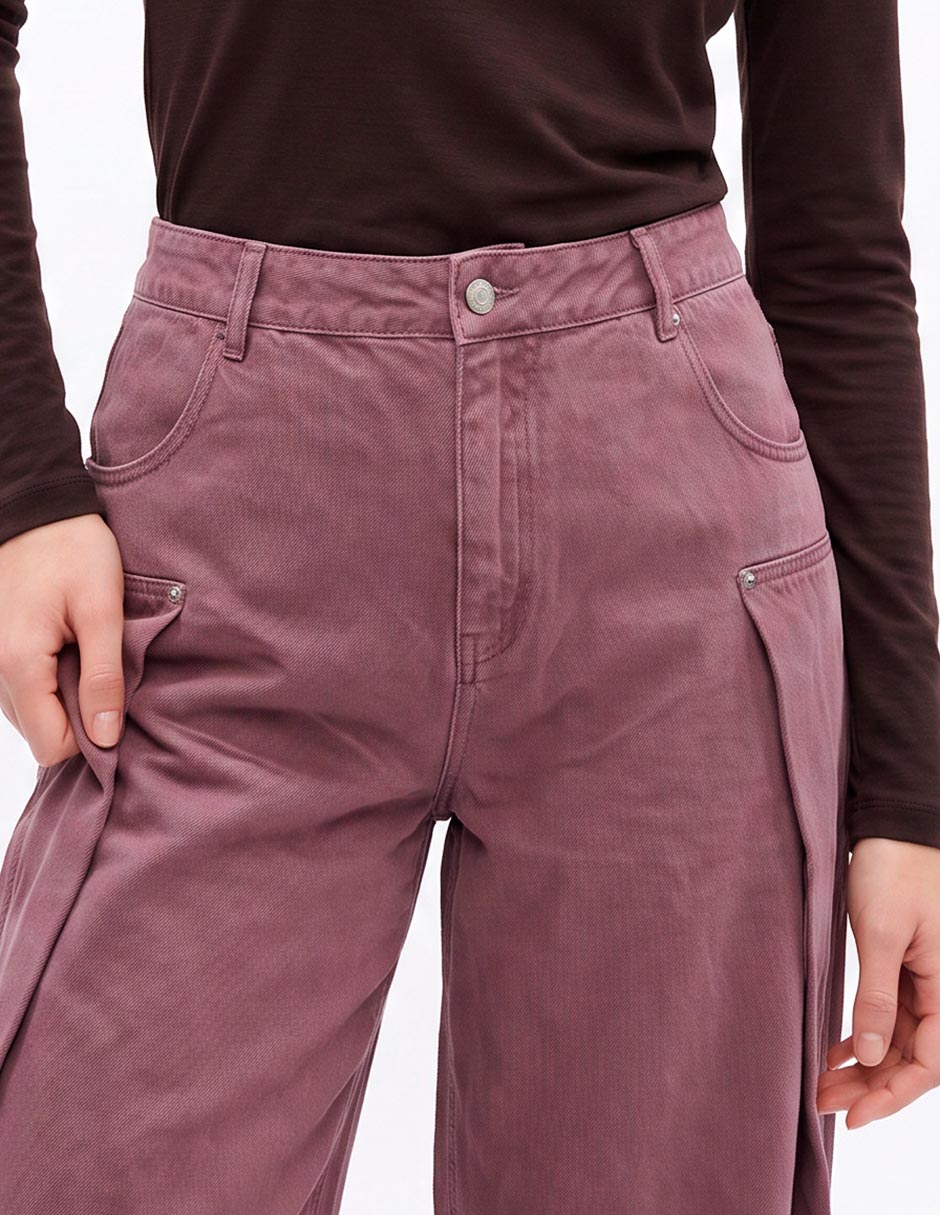 Jeans relaxed wide leg cintura alta para mujer