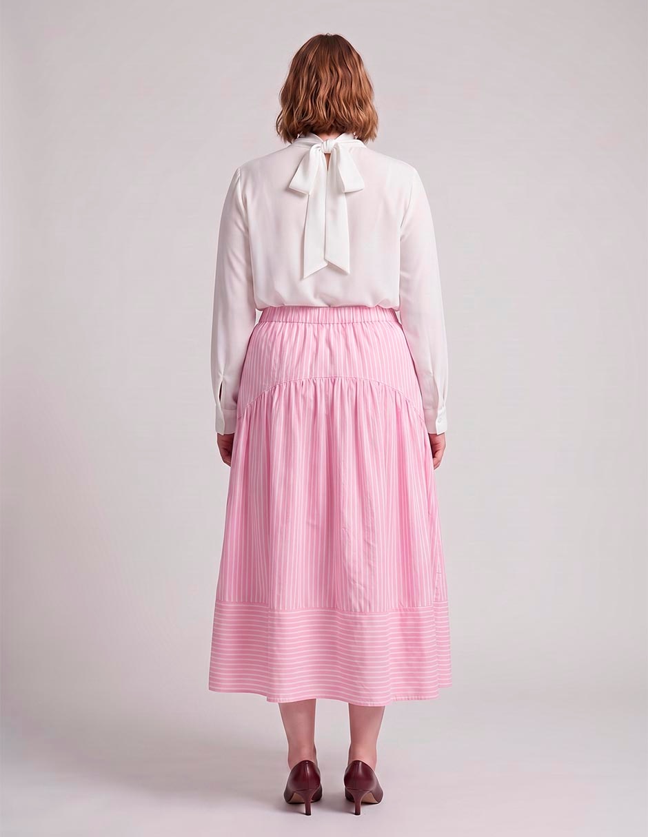 Falda midi de algodón a la cintura 3
