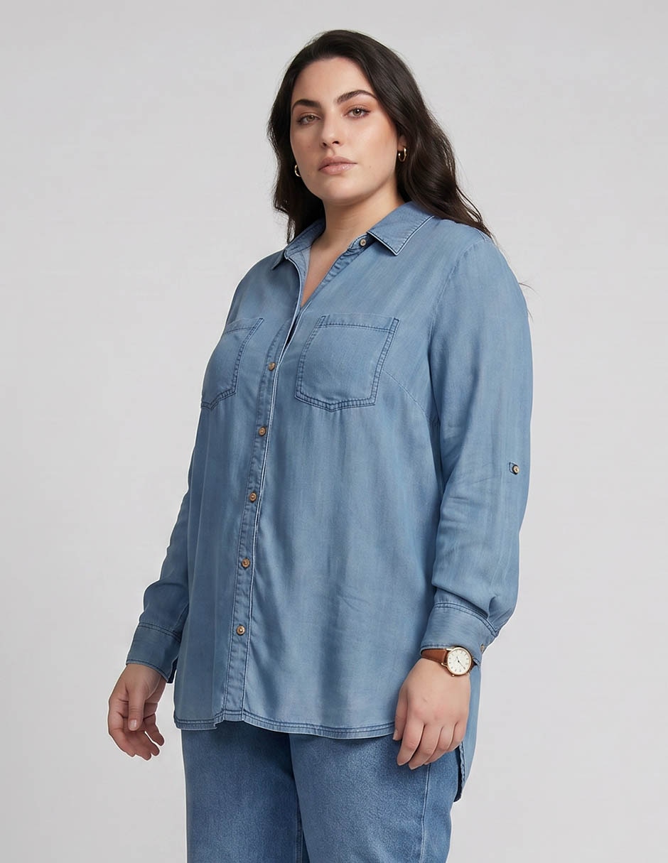 Camisa casual de manga larga para mujer
