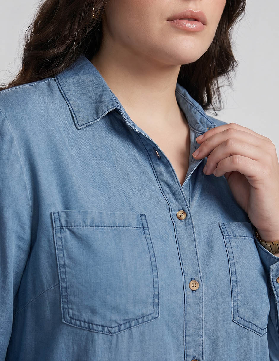 Camisa casual de manga larga para mujer
