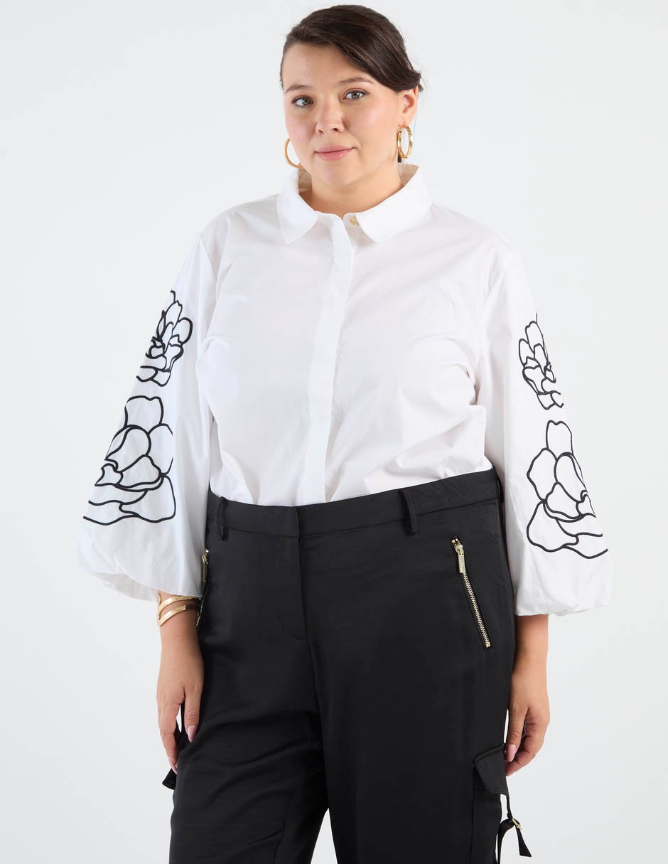 Camisa de algodón manga larga para mujer