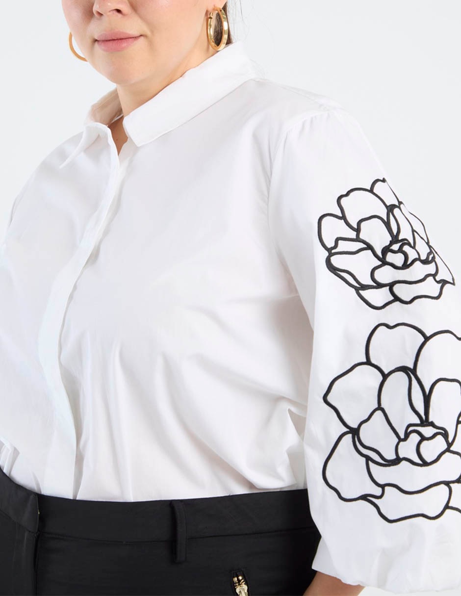 Camisa de algodón manga larga para mujer