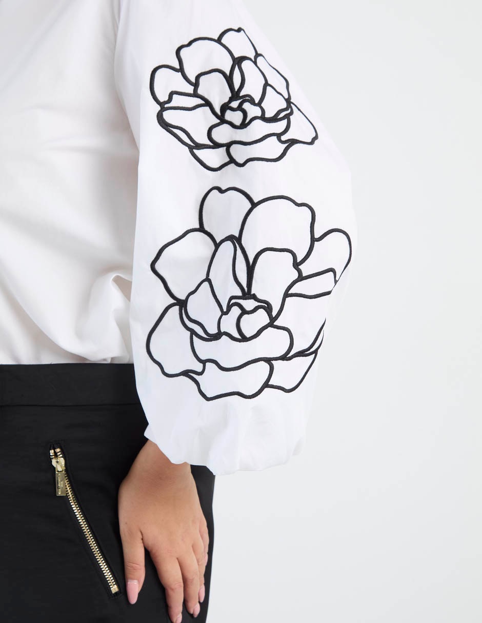 Camisa de algodón manga larga para mujer