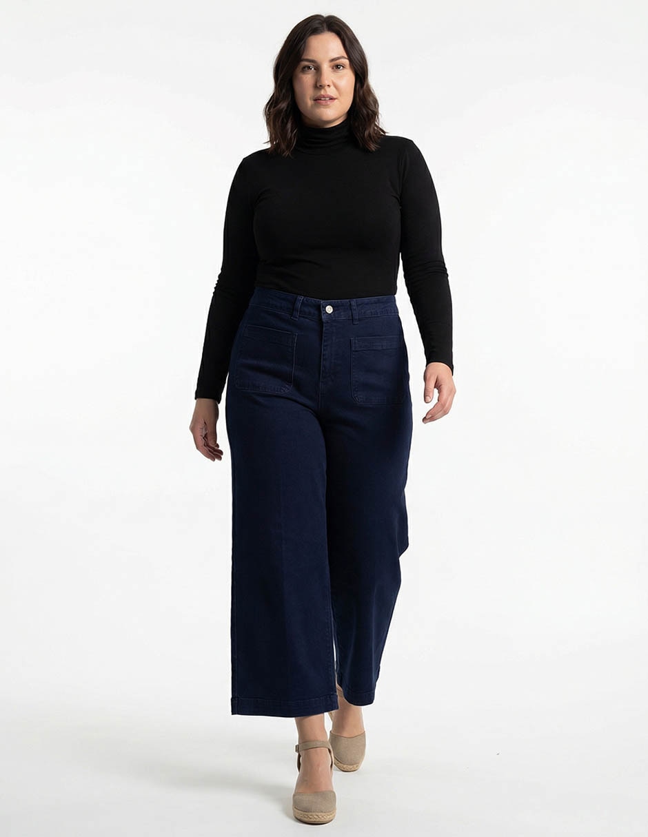 Jeans capri amplio para mujer 4