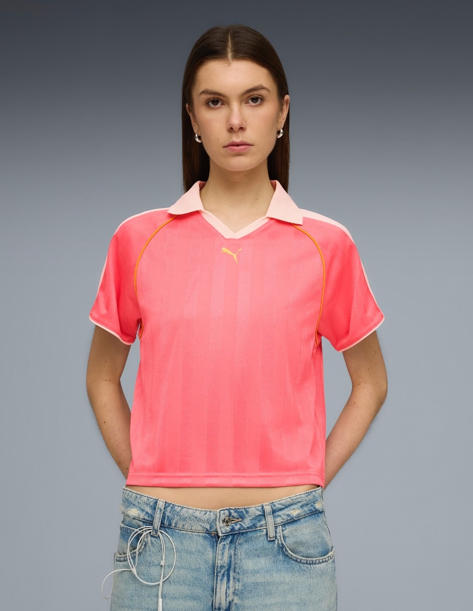 Playera manga corta cuello polo mujer