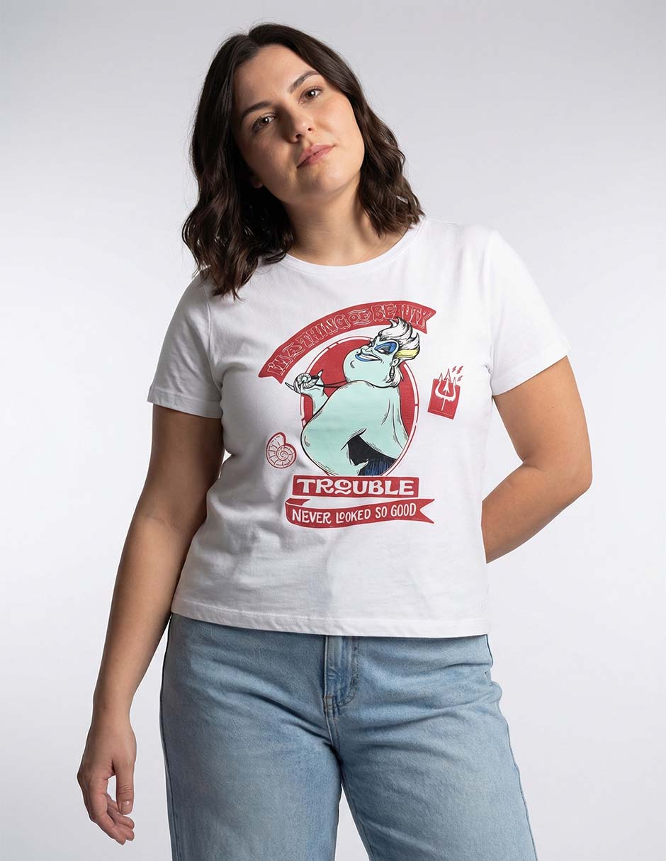 Playera manga corta La Sirenita cuello redondo para mujer