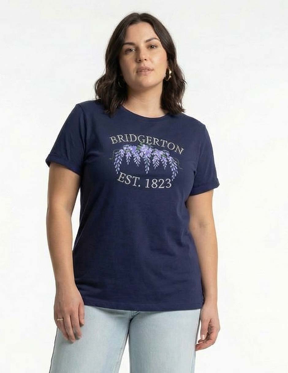 Playera manga corta Bridgerton cuello redondo para mujer Playera manga corta Bridgerton cuello redondo para mujer