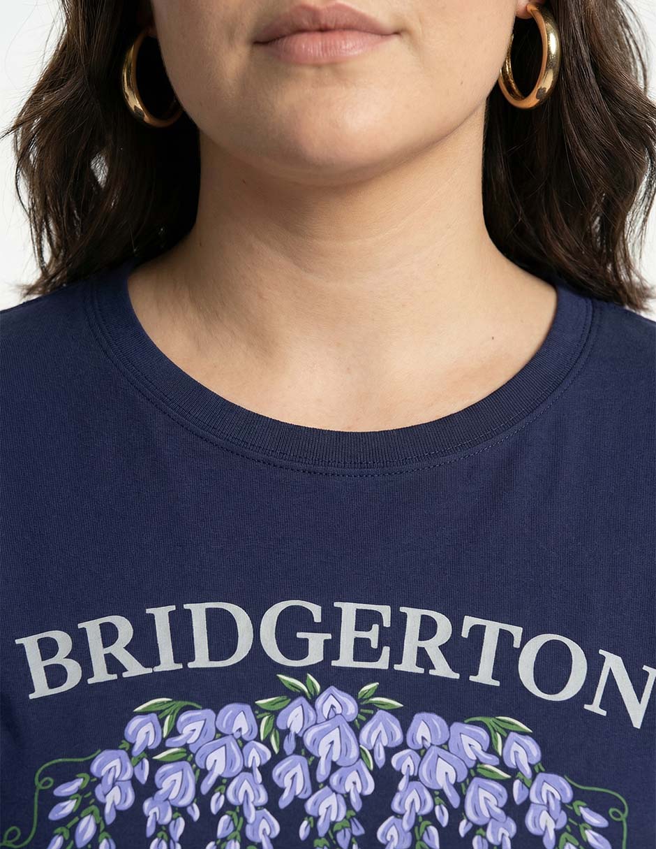 Playera manga corta Tee Bar Bridgerton cuello redondo para mujer