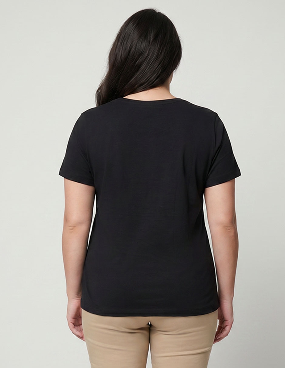 Playera manga corta Only Carmakoma cuello v para mujer