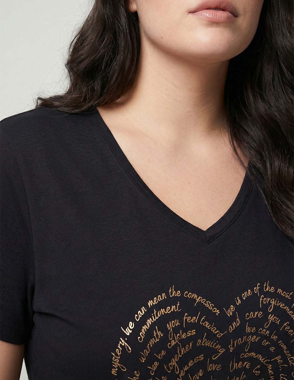 Playera manga corta Only Carmakoma cuello v para mujer