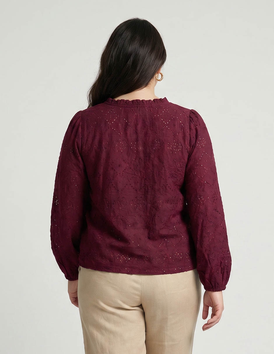 Blusa Only Carmakoma manga larga para mujer