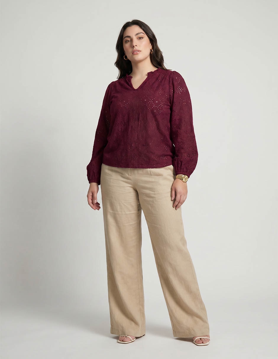 Blusa Only Carmakoma manga larga para mujer