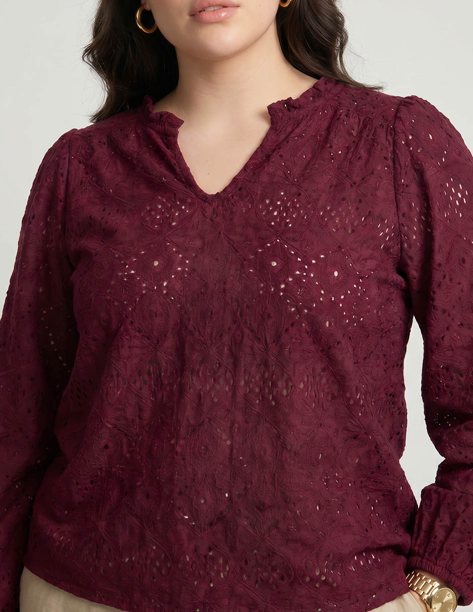 Blusa Only Carmakoma manga larga para mujer