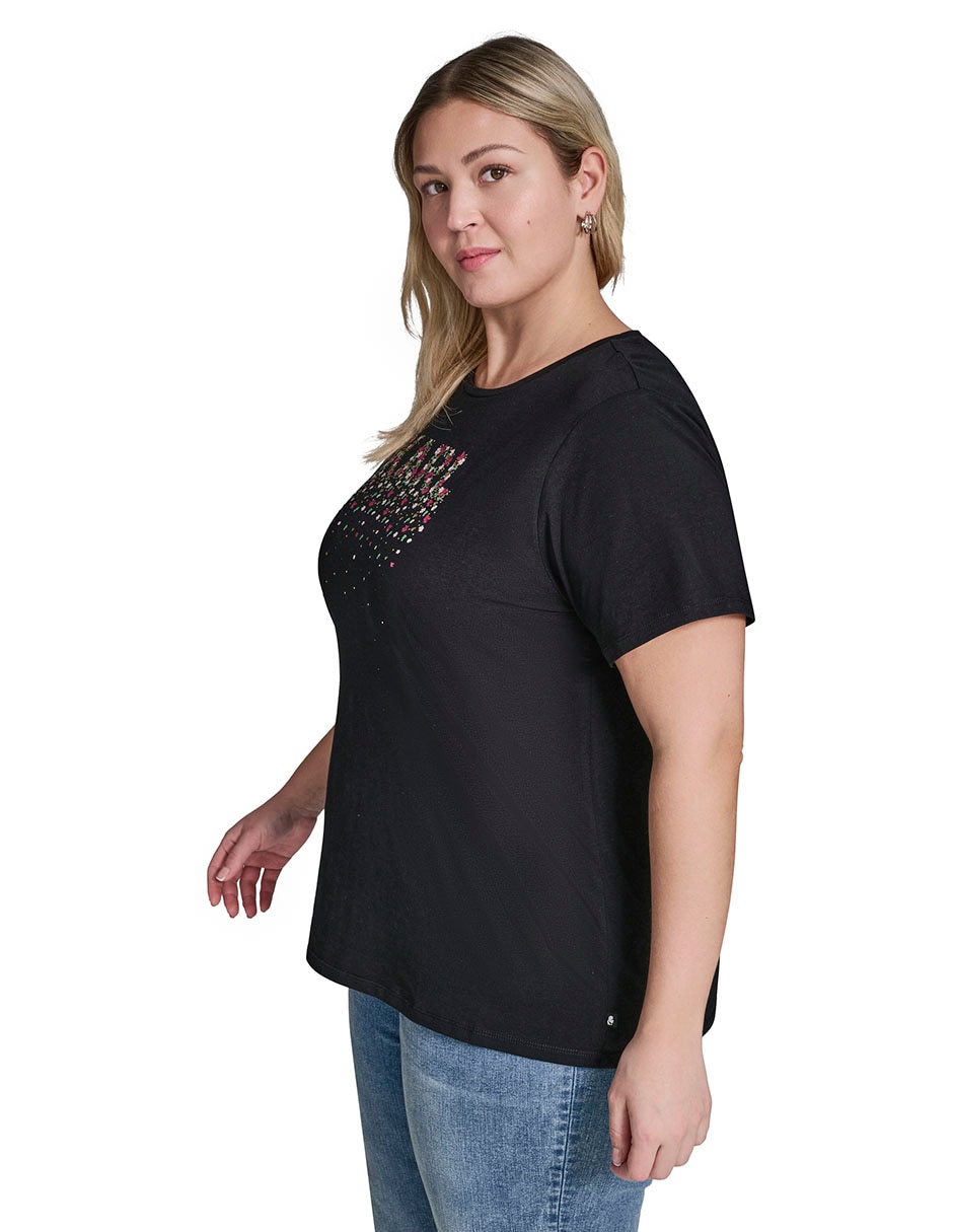 Playera manga corta Karl Lagerfeld Paris cuello redondo para mujer