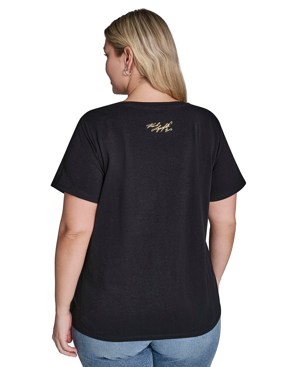 Playera manga corta Karl Lagerfeld Paris cuello redondo para mujer