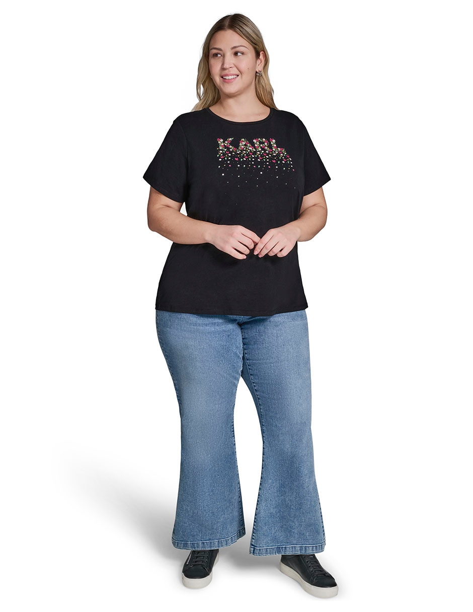 Playera manga corta Karl Lagerfeld Paris cuello redondo para mujer