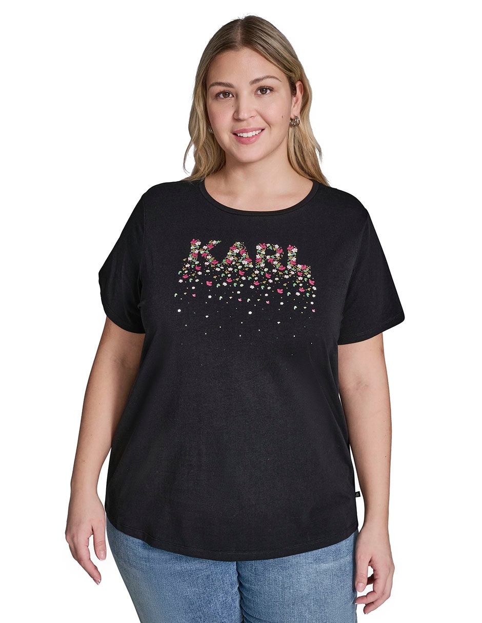 Playera manga corta Karl Lagerfeld Paris cuello redondo para mujer