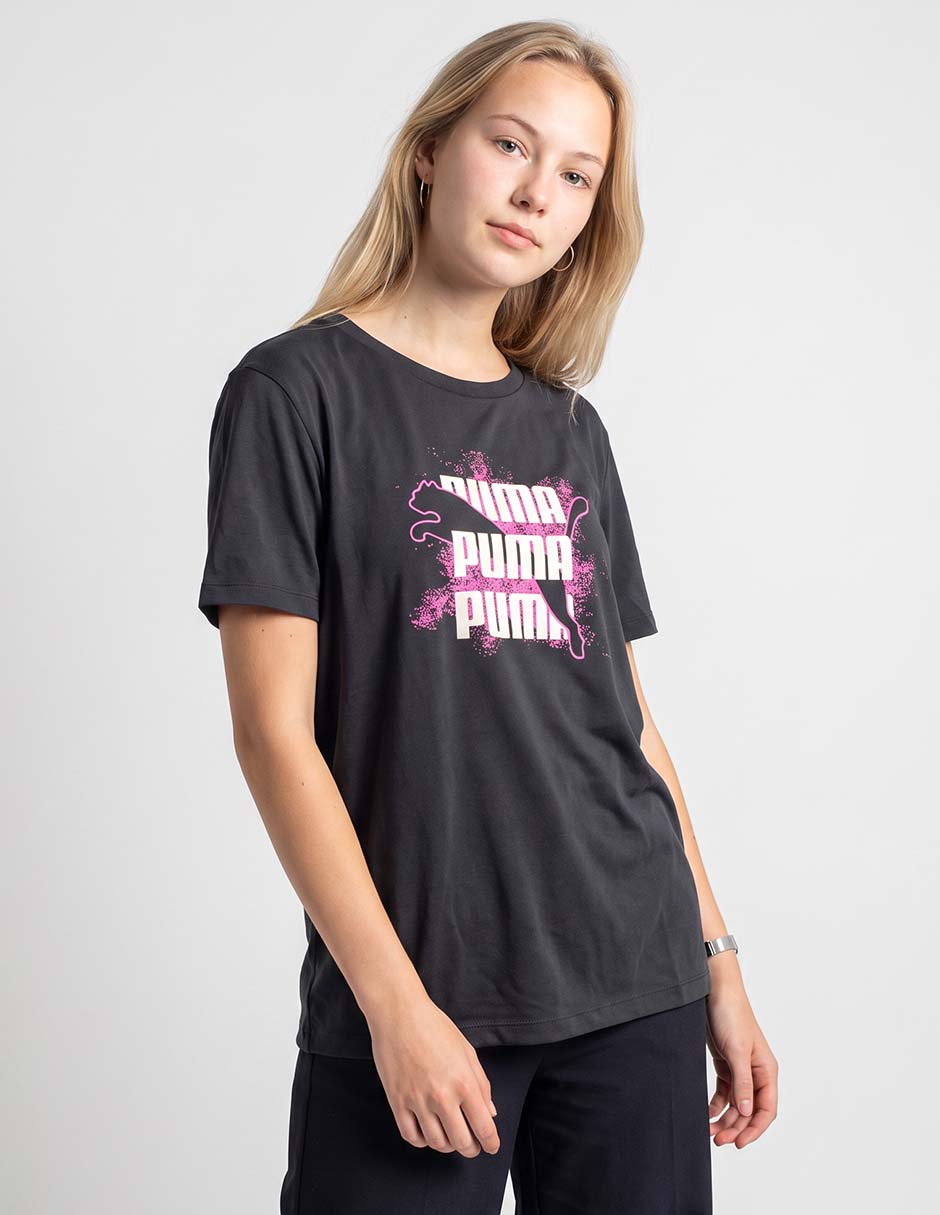 Playera manga graphics logo tee cuello redondo para mujer
