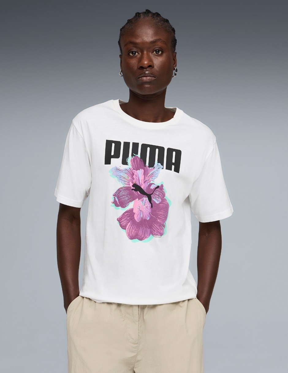 Playera manga corta puma cuello redondo para mujer
