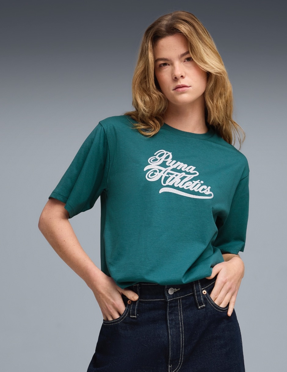 Playera manga corta Graphics Relaxed Varsity Tee cuello redondo mujer Playera manga corta Graphics Relaxed Varsity Tee cuello redondo mujer
