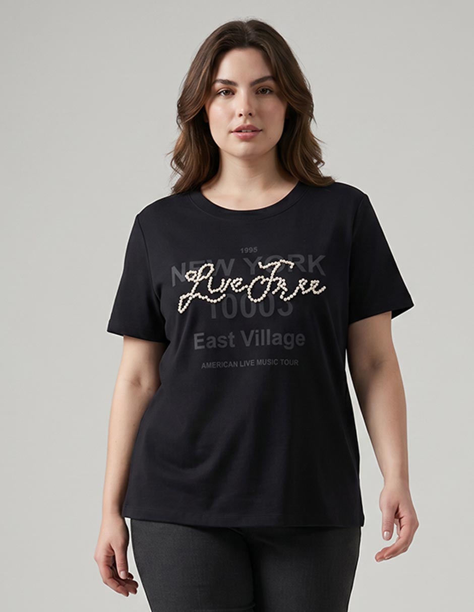 Playera manga corta Only Carmakoma cuello redondo para mujer