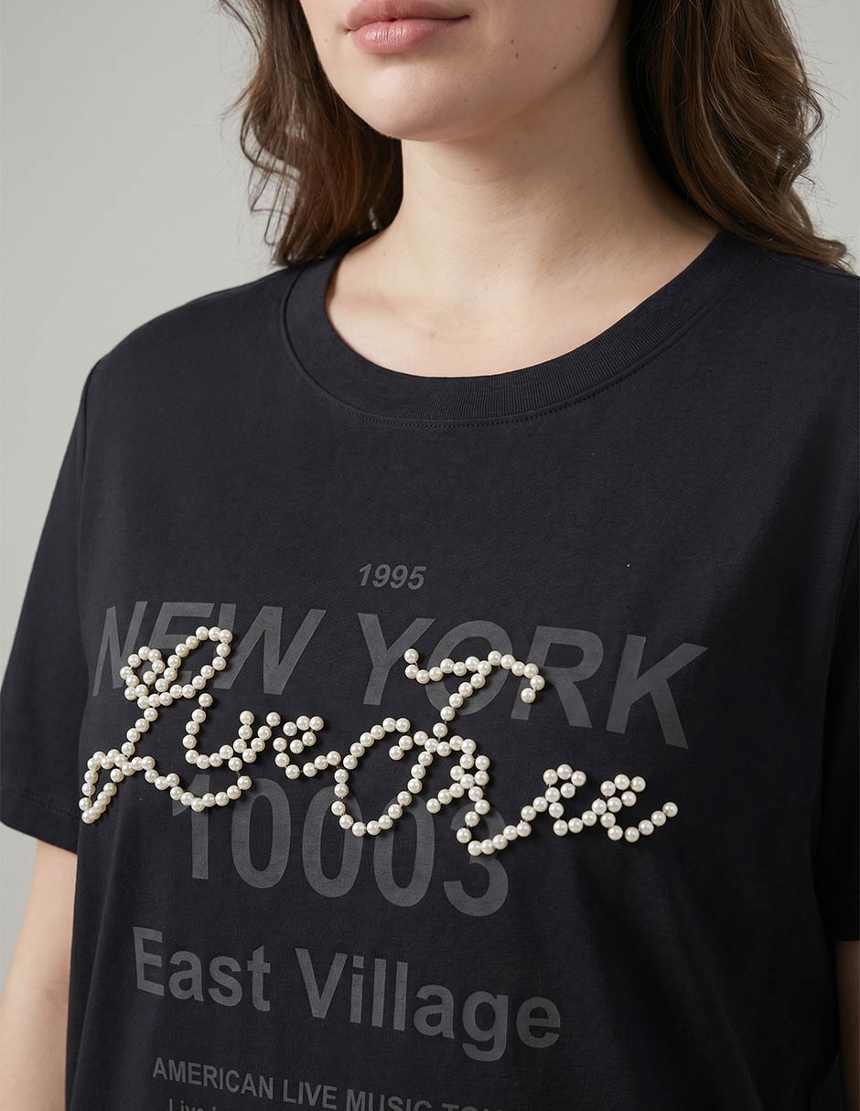 Playera manga corta Only Carmakoma cuello redondo para mujer