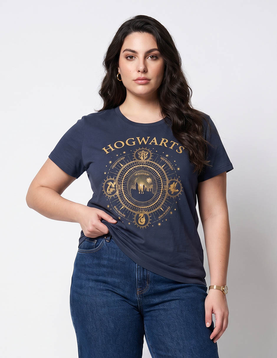 Playera manga corta hogwarts cuello redondo para mujer Playera manga corta hogwarts cuello redondo para mujer