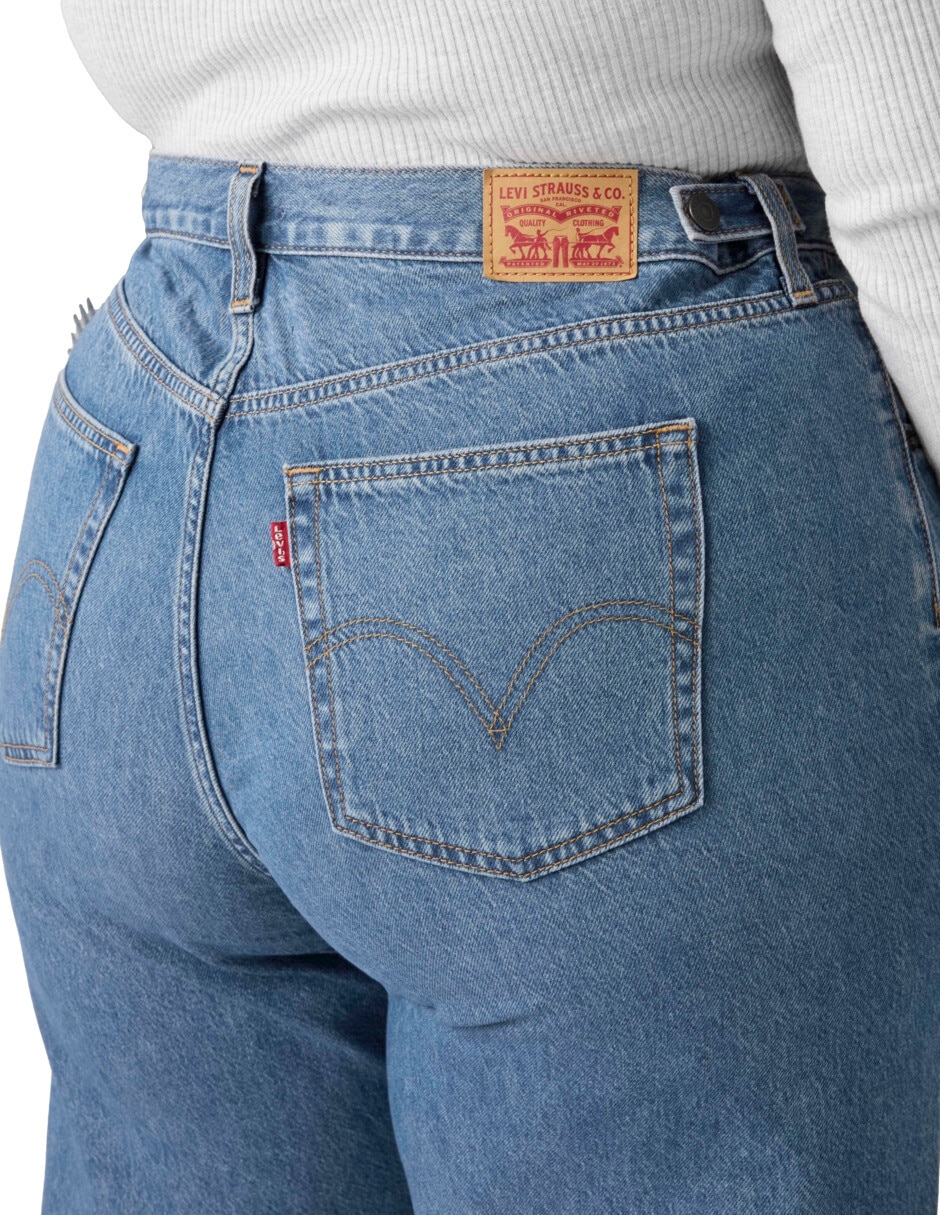Jeans relajado corte cintura para mujer 2