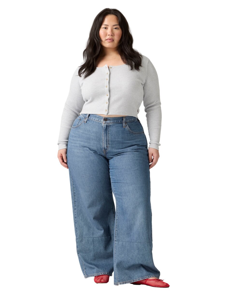 Jeans relajado corte cintura para mujer 6