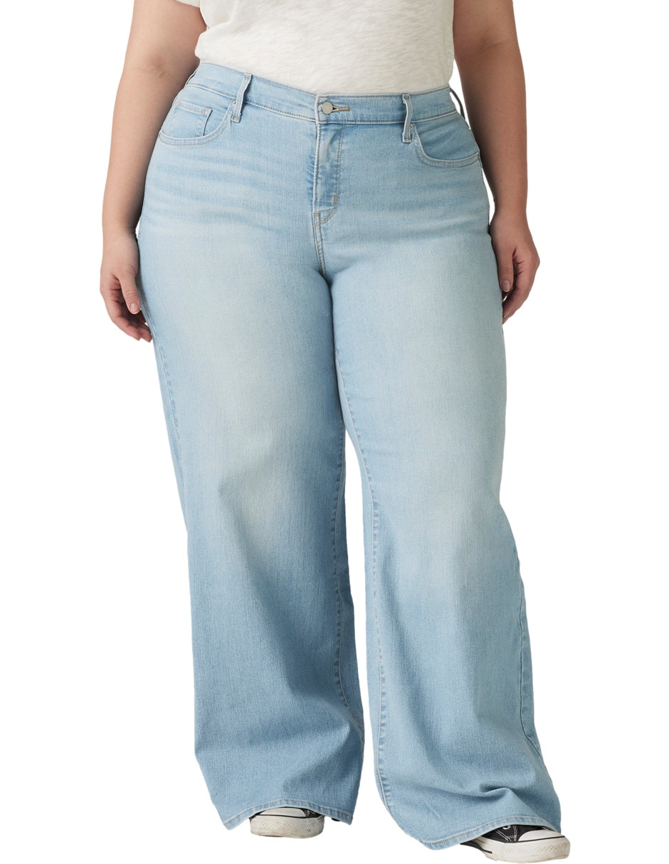 Jeans regular wide leg 318 corte cintura para mujer