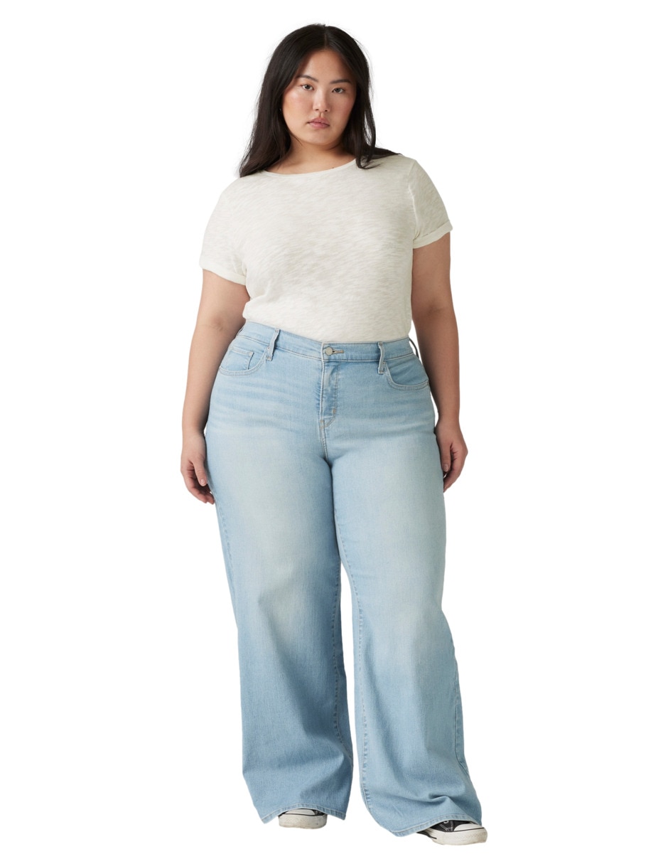 Jeans regular wide leg 318 corte cintura para mujer 4