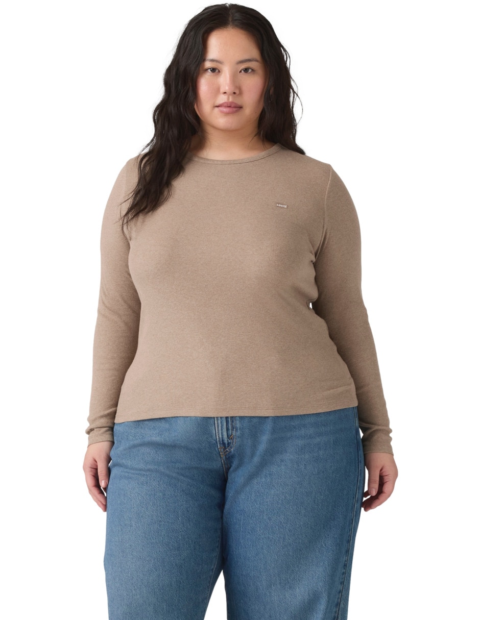 Playera manga larga cuello redondo para mujer Playera manga larga cuello redondo para mujer