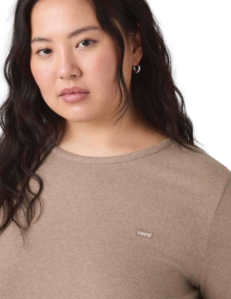 Playera manga larga cuello redondo para mujer 4
