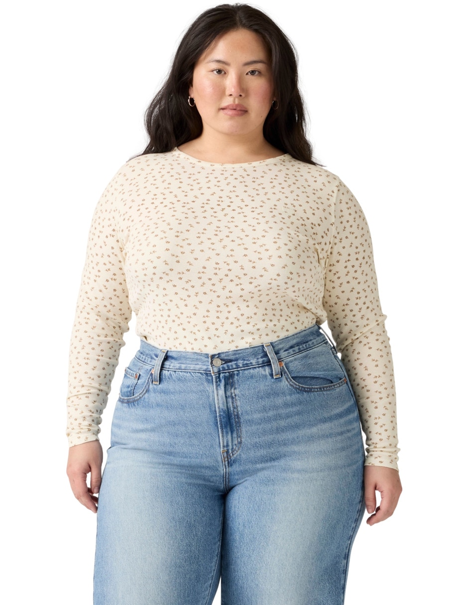 Playera manga larga cuello redondo para mujer Playera manga larga cuello redondo para mujer