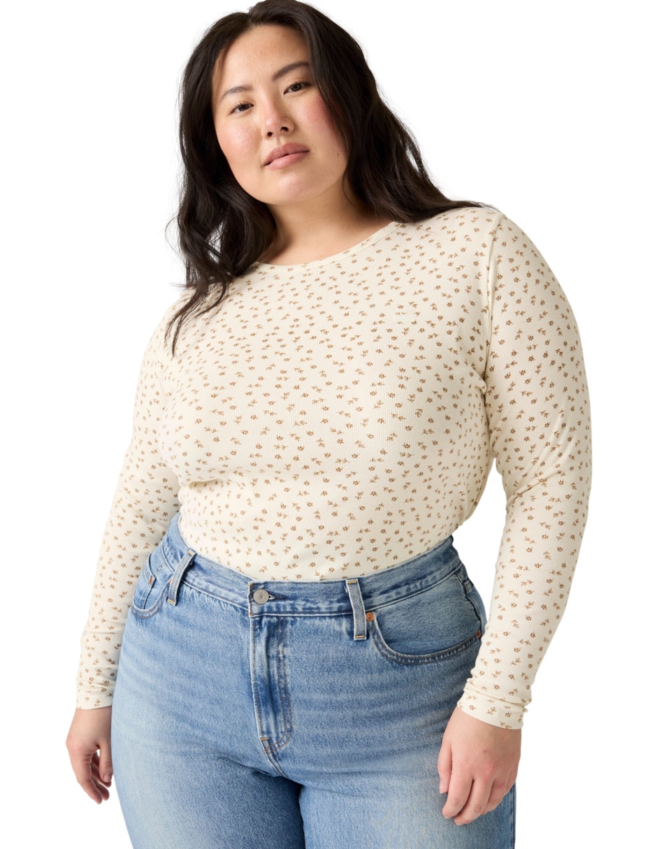 Playera manga larga cuello redondo para mujer 3