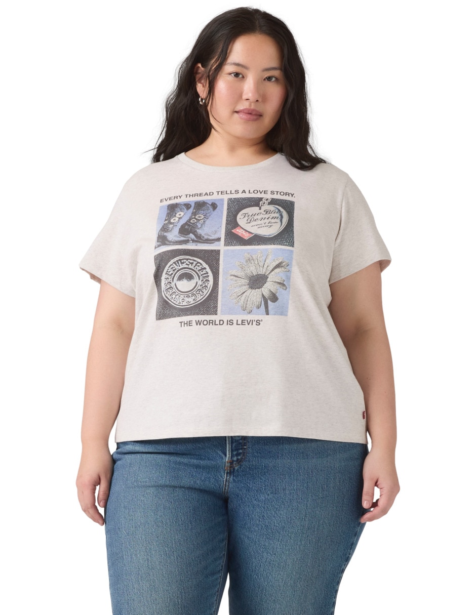Playera manga corta cuello redondo para mujer