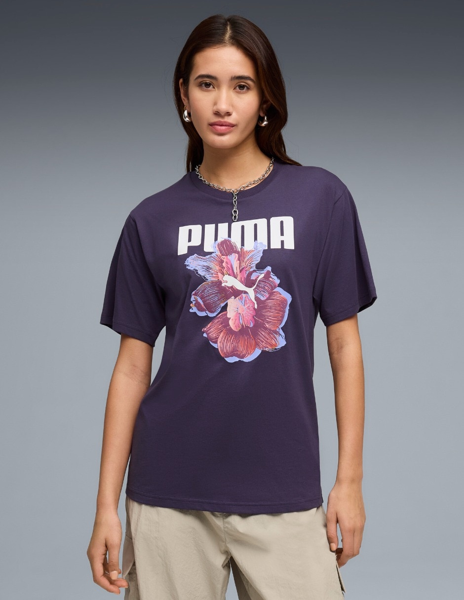 Playera manga corta Graphics Relaxed Flo cuello redondo mujer Playera manga corta Graphics Relaxed Flo cuello redondo mujer