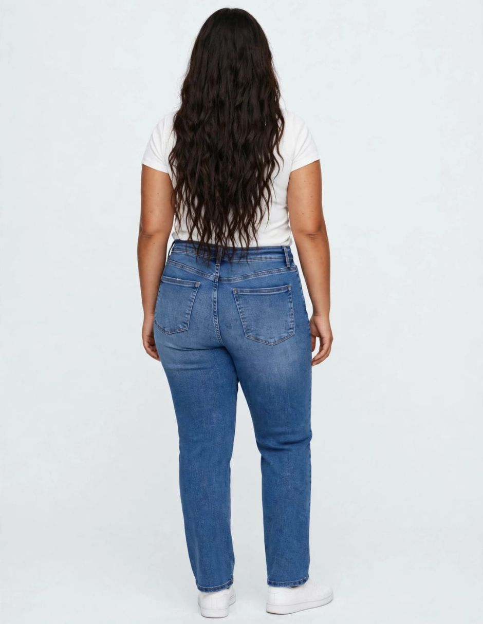Jeans regular straight cintura jeans para mujer 3