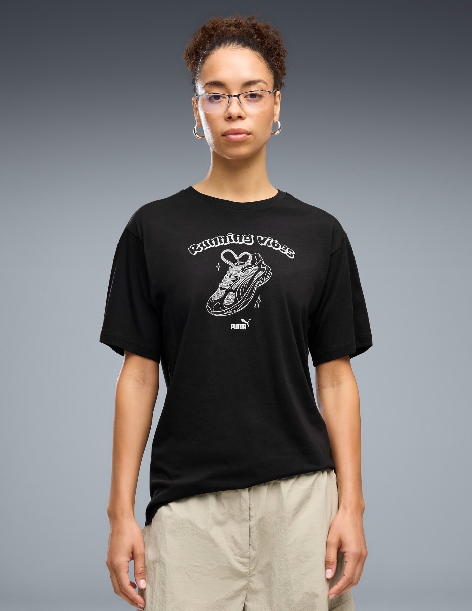 Playera manga corta Grahics Relaxed Runn cuello redondo mujer