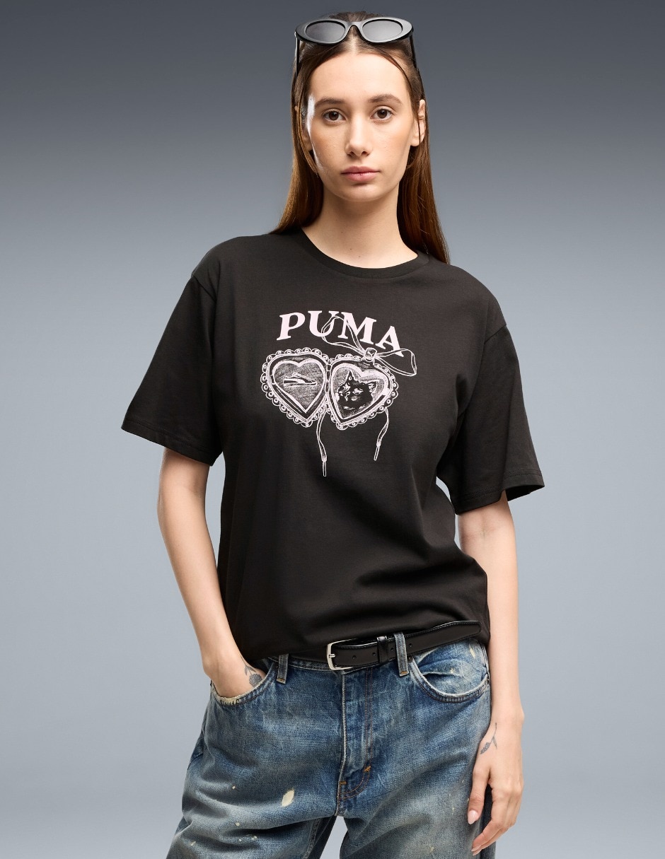 Playera manga corta Graphics Relaxed Cha cuello redondo mujer Playera manga corta Graphics Relaxed Cha cuello redondo mujer