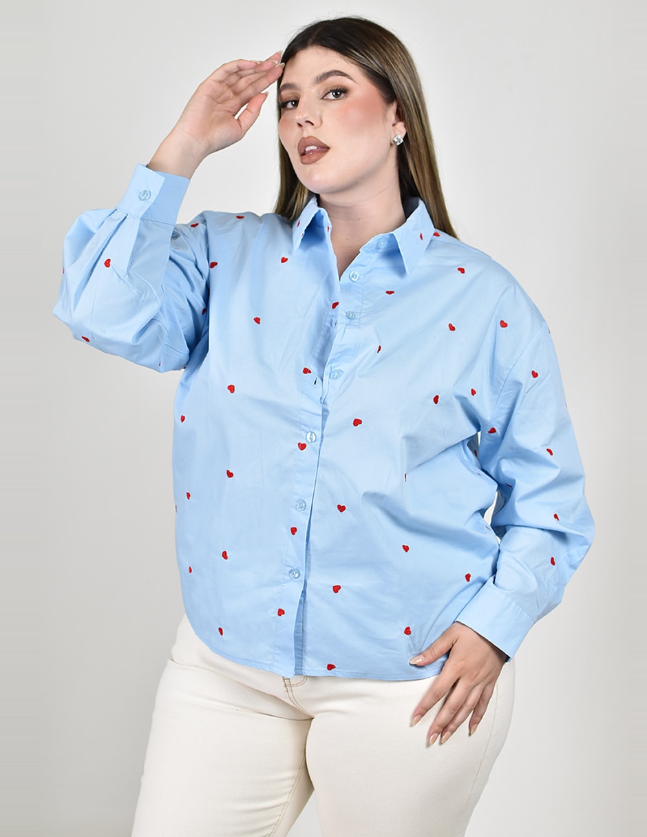 Camisa de algodón manga larga para mujer 2