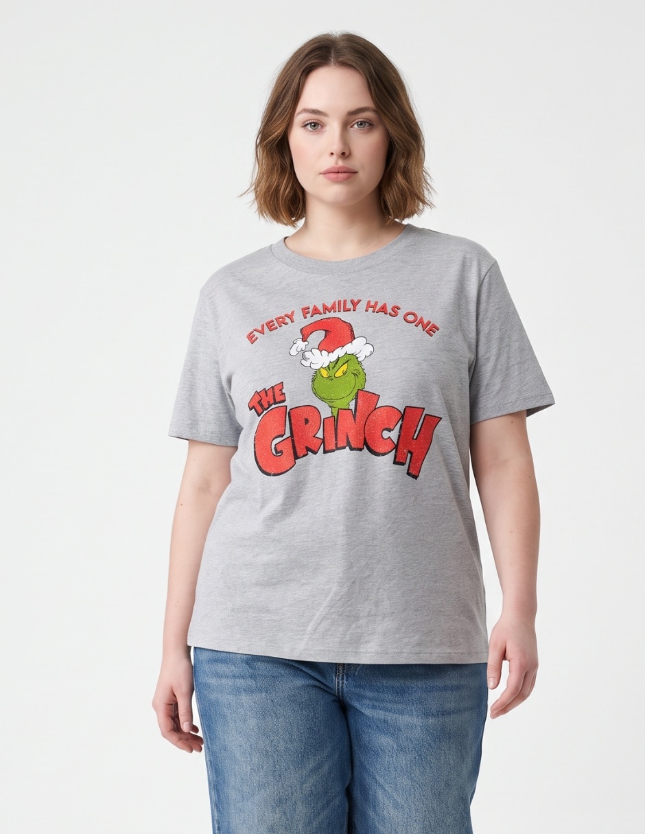 Playera manga corta The Grinch cuello redondo para mujer Playera manga corta The Grinch cuello redondo para mujer