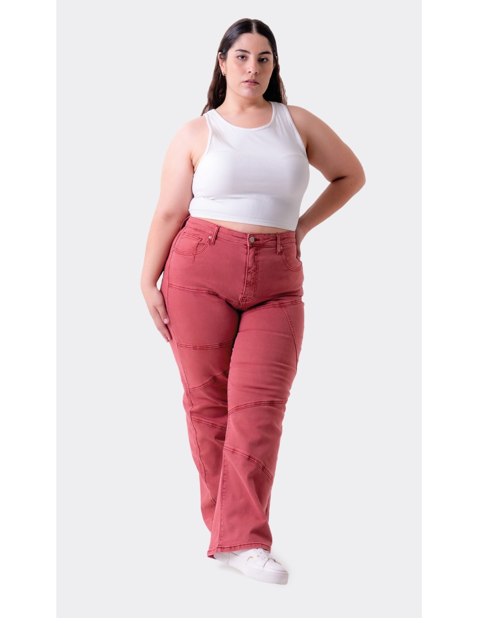 Jeans/Jegging/Jeans jogger Regular Wide leg Cintura alta para mujer 1