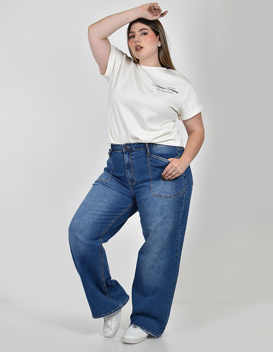 Jeans/Jegging/Jeans jogger Regular Wide leg Cintura alta J-BAL-7671-DARK No aplica para mujer 2
